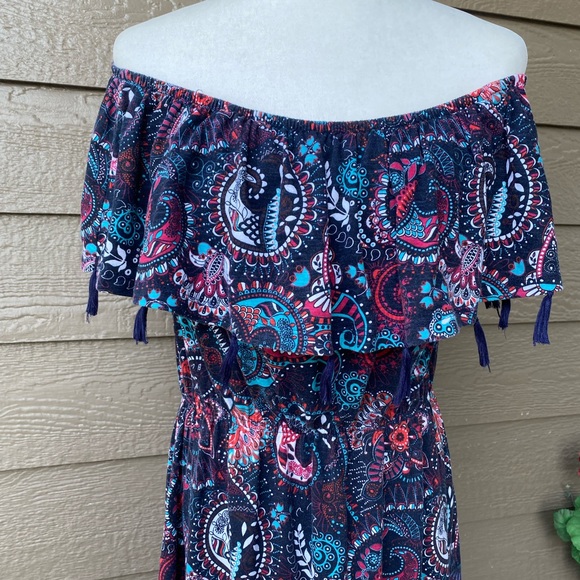 Charming Charlie’s Off Shoulder Mini Women’s Summer Dress, size L - Picture 3 of 12